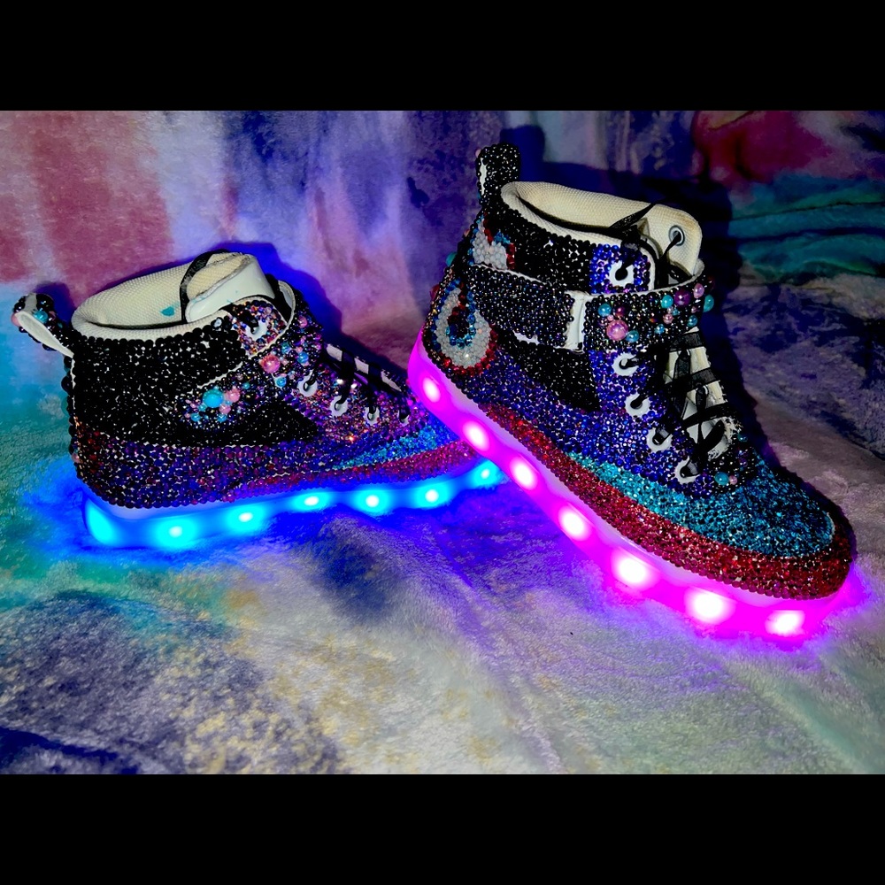 Rhinestone TikTok themed shoes, blingy shoes, kids shoes, light up shoes